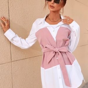 Shein.. small..white & pink with tie around blouse, never worn